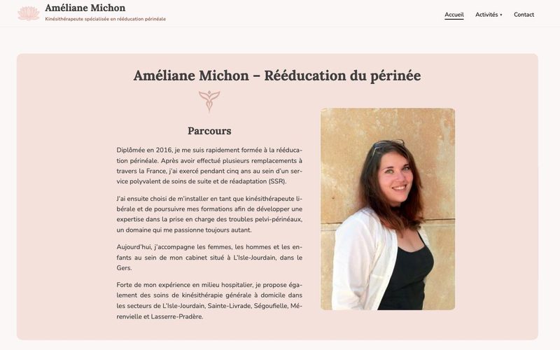 Capture d'écran du site Kiné-périnéologie